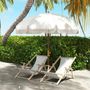 Sunshades - Straight beach umbrella for garden, bohemian style, with fringes, UV40+ cream - AOSOM BUSINESS