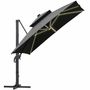 Lawn sofas - Rectangular LED offset parasol, tilting, swivelling, grey polyester - AOSOM BUSINESS