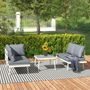 Lawn sofas   - Modular garden furniture set for 4 people, 3 pieces, cream metal design, gray cushions - AOSOM BUSINESS