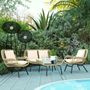 Lawn sofas - 4-person garden furniture set, 4 pieces, exotic style, beige cushions included - AOSOM BUSINESS