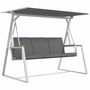 Fauteuils de jardin - Balancelle de jardin design 3 places réglable matelas blanc gris foncé - AOSOM BUSINESS
