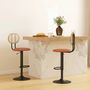 Stools - Set of 2 neo-retro design bar stools, adjustable, swivel, steel, PU, rattan - AOSOM BUSINESS