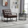 Fauteuils - Fauteuil lounge Chesterfield capitonné métal noir PU chocolat - AOSOM BUSINESS