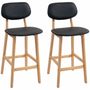 Tabourets - Lot de 2 tabourets de bar style néo-rétro bois synthétique noir - AOSOM BUSINESS