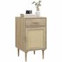 Night tables - Natural style bedside table - door, shelf, drawer - rattan cane with light wood look - AOSOM BUSINESS