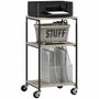 Mobilier et rangements pour bureau - Desserte support d'imprimante 2 étagères plateau réglable noir effett bois gris - AOSOM BUSINESS