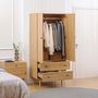 Wardrobe - Scandinavian design wardrobe with 2 doors and 2 drawers, light wood look - AOSOM BUSINESS