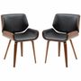 Chaises - Lot de 2 chaises design vintage bois aspect noyer PU tissu - AOSOM BUSINESS