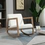 Armchairs - Rocking lounge chair in rubberwood with sheepskin effect - AOSOM BUSINESS