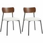 Chairs - Set of 2 vintage style chairs in black metal with a wood effect and creamy white curly wool effect - AOSOM BUSINESS