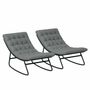 Armchairs - Set of 2 Chesterfield style garden rocking chairs with mattress in grey - AOSOM BUSINESS