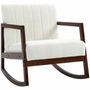 Armchairs - Rocking lounge chair in rubberwood with cream curly wool effect - AOSOM BUSINESS