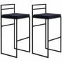 Stools - Set of 2 designer bar stools - steel, black velvet - AOSOM BUSINESS