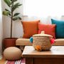 Storage boxes - Wilery Straw Basket – Handwoven with Colorful Wool Accents -Sustainble - MAISON ZOE