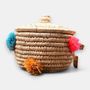 Storage boxes - Wilery Straw Basket – Handwoven with Colorful Wool Accents -Sustainble - MAISON ZOE