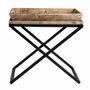 Tables basses - Table d'appoint en bois de manguier couleur noir cassé vieilli en 55x45x53 cm - VICAL