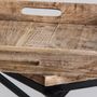 Tables basses - Table d'appoint en bois de manguier couleur noir cassé vieilli en 55x45x53 cm - VICAL