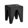 Tabourets - Tabouret en bois de pin recyclé couleur noir cassé en 35x35x40 cm - VICAL