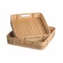 Plateaux - CARIO - Lot de 2 plateaux carrés en rotin - HYDILE