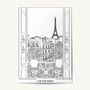 Gifts - Poster to Paint A4 — "View of Paris" (fine arts) | kit n'kif ® - ATELIER MANDALA