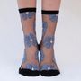 Cadeaux - Murano Bleue 36-38 : chaussettes transparentes à fleurs - ATELIER ST EUSTACHE