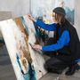 Office design and planning - « Sobriety» Series of handmade textured abstract paintings - MATISS ART STUDIO