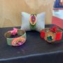 Bracelets - Manchette cuivre martelé brodé - FIL MAIN