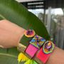 Bracelets - Manchette cuivre martelé brodé - FIL MAIN