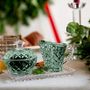 Crystal ware - Malachit crystal set sugar bowl - creamer and tray - 3 pieces - PEKALLA CRISTAL GLASS