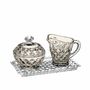 Crystal ware - Mokka crystal set sugar bowl - creamer and tray - 3 pieces - PEKALLA CRISTAL GLASS