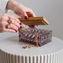 Crystal ware - Crystal jewelry box with a slate wooden lid - PEKALLA CRISTAL GLASS