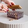 Crystal ware - Crystal jewelry box with a slate wooden lid - PEKALLA CRISTAL GLASS