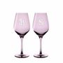 Crystal ware - Vispera Coloured Wine Glasses Verb with Initials for Wedding - 2 pieces 480 ml - PEKALLA CRISTAL GLASS