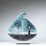 Art glass - Blue Ship - GLASS STUDIO HABRAT