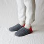 Chaussettes - JAPAN MADE Reversible room shoes / Herringbone Check Tweed × Micro Boa - MERIPPA