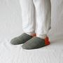 Chaussettes - JAPAN MADE Reversible room shoes / Herringbone Check Tweed × Micro Boa - MERIPPA