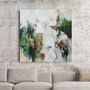 Office design and planning - « Green Avalanche» Series of handmade textured abstract paintings - MATISS ART STUDIO