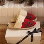 Chaussures - Pantoufles festives en tartan et laine vierge -Faites main- - ATELIER COSTÀ