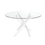 Dining Tables - Round tempered glass and white steel dining table - ANGEL CERDÁ