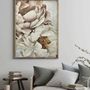 Office design and planning - « Peonies » Series of handmade textured abstract paintings - MATISS ART STUDIO