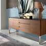 Sideboards - Walnut sideboard and black glass top - ANGEL CERDÁ