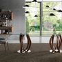 Dining Tables - Oval oval dining table half round tempered glass and walnut - ANGEL CERDÁ