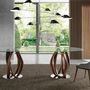 Dining Tables - Oval oval dining table half round tempered glass and walnut - ANGEL CERDÁ