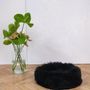 Beds - Round Natural Sheepskin Pet Bed - Black - MELLOW CONCEPT STORE