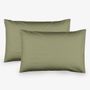 Linge de lit - Ensemble de 2 taies d'oreiller en coton, 50 x 70 cm, vertes - DILIOS