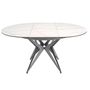Dining Tables - Round extendable dining table in porcelain marble and grey steel - ANGEL CERDÁ