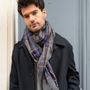 Foulards et écharpes - Écharpe à carreaux gris foncé pour homme - AV08 PARIS