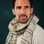 Foulards et écharpes - Chèche homme rayé lin vert beige KAKADU - AV08 PARIS
