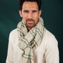 Foulards et écharpes - Chèche homme rayé lin vert beige KAKADU - AV08 PARIS