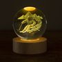 Cadeaux - Veilleuse verre gravée sur base en bois LED avec télécommande. - LIGHT ME UP